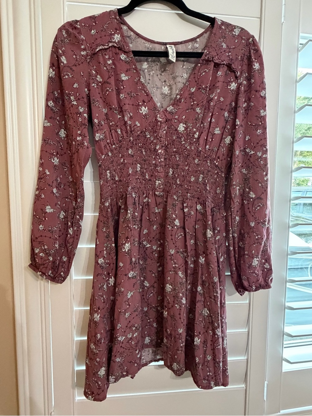 American Rag Mauve Floral V-Neck Dress
